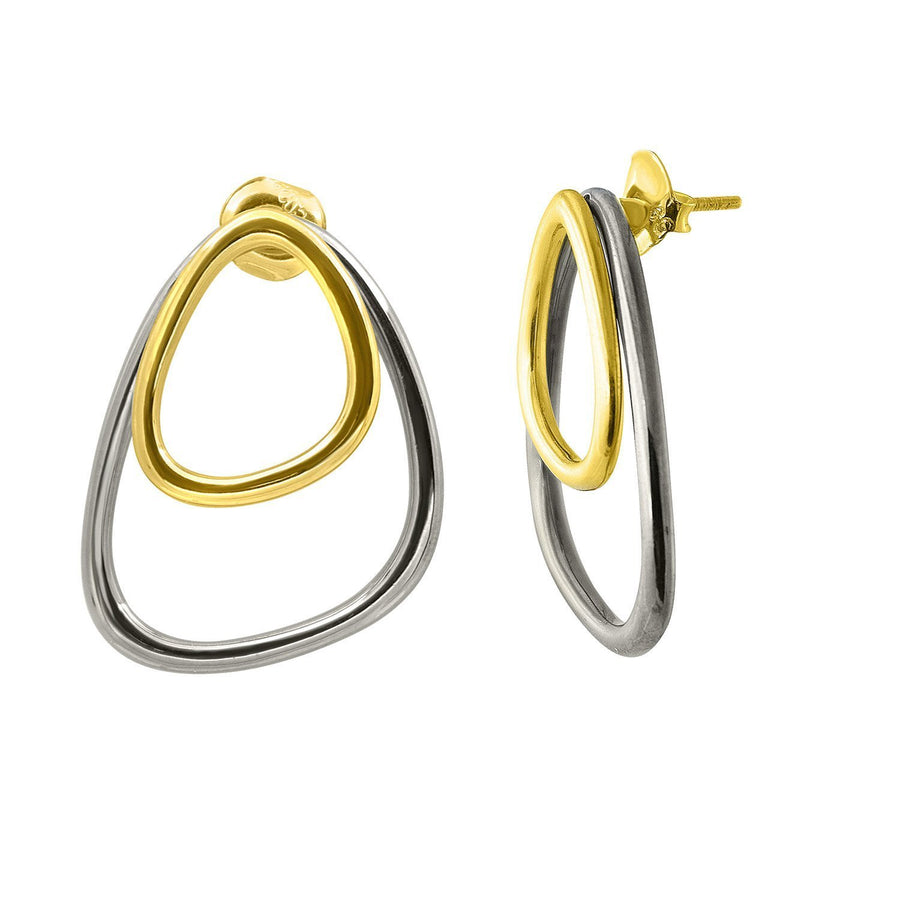 The Essential Triangle Double 18K Gold Plated & Black Rhodium Plated Silver 925° Earrings