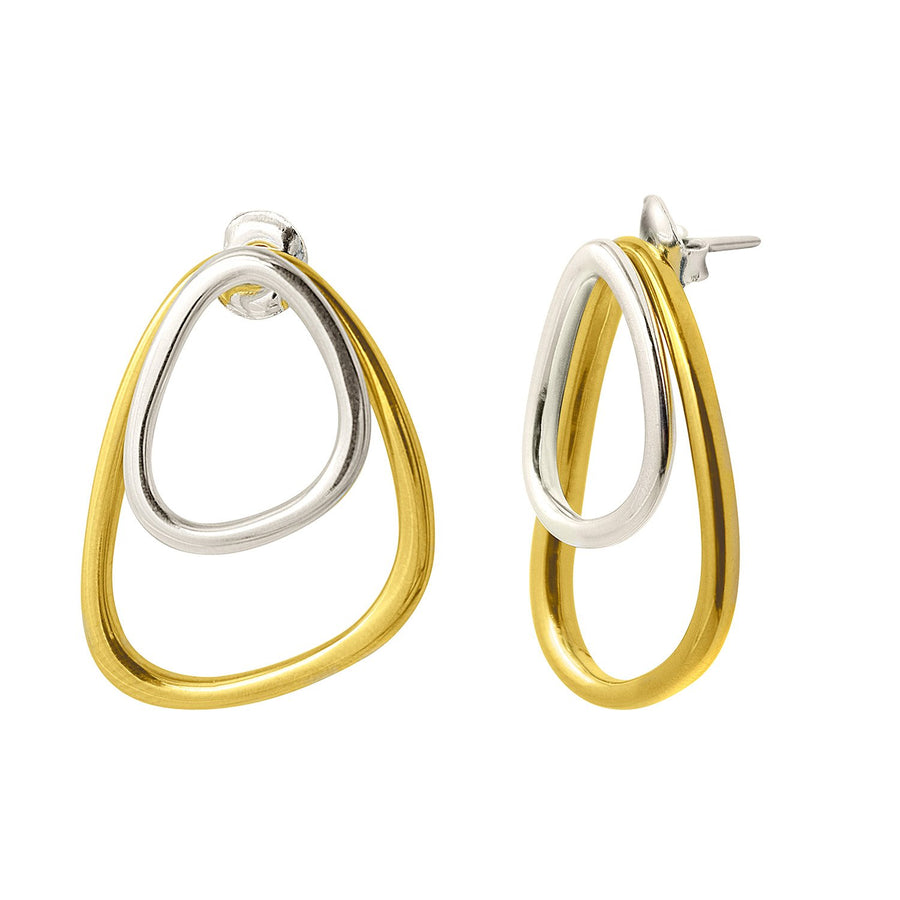 The Essential Triangle Double 18K Gold Plated Silver 925° & Silver 925° Earrings