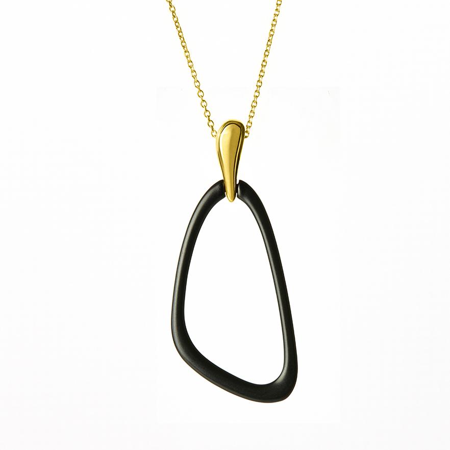 The Essential Triangle Black & 18K Gold Plated Silver 925° Necklace