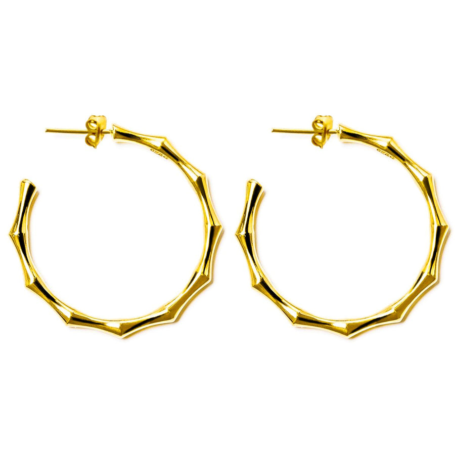The Essential Bamboo Medium Hoops 18K Gold Plated Silver 925° Earrings
