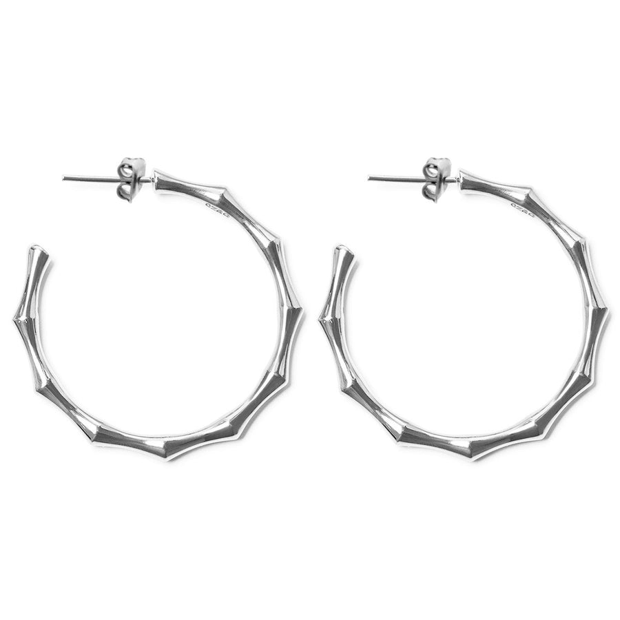 The Essential Bamboo Medium Hoops Silver 925° Earrings