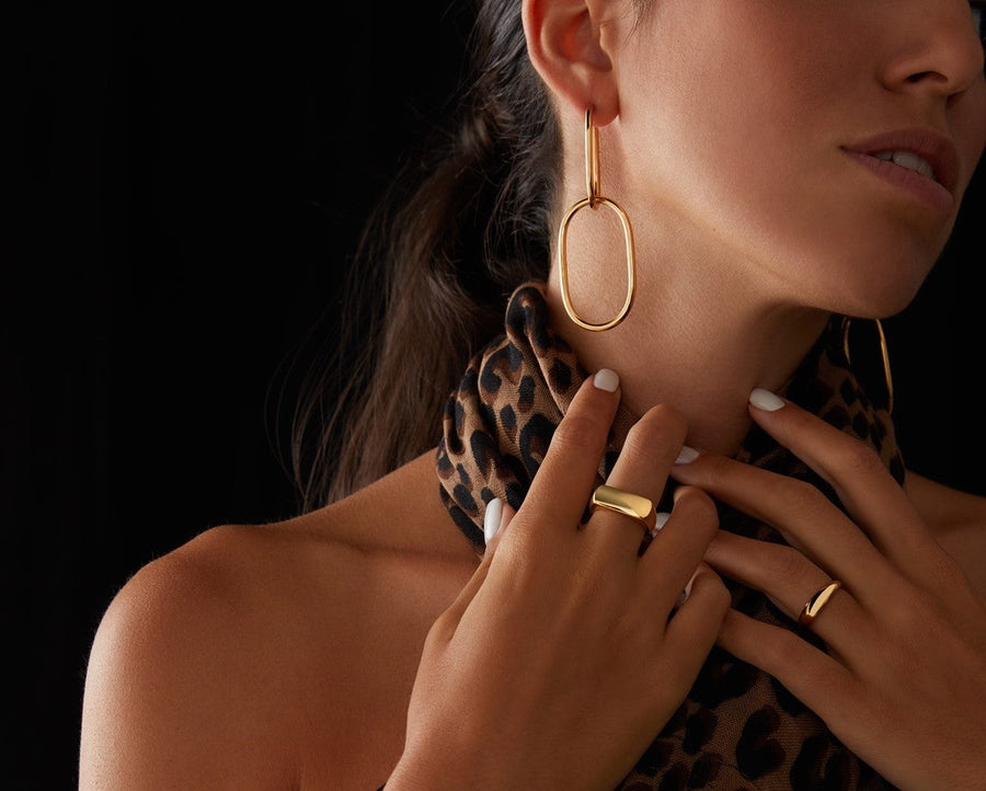 The Essential Forms Large Oval 18K Gold Plated Silver 925° Earrings