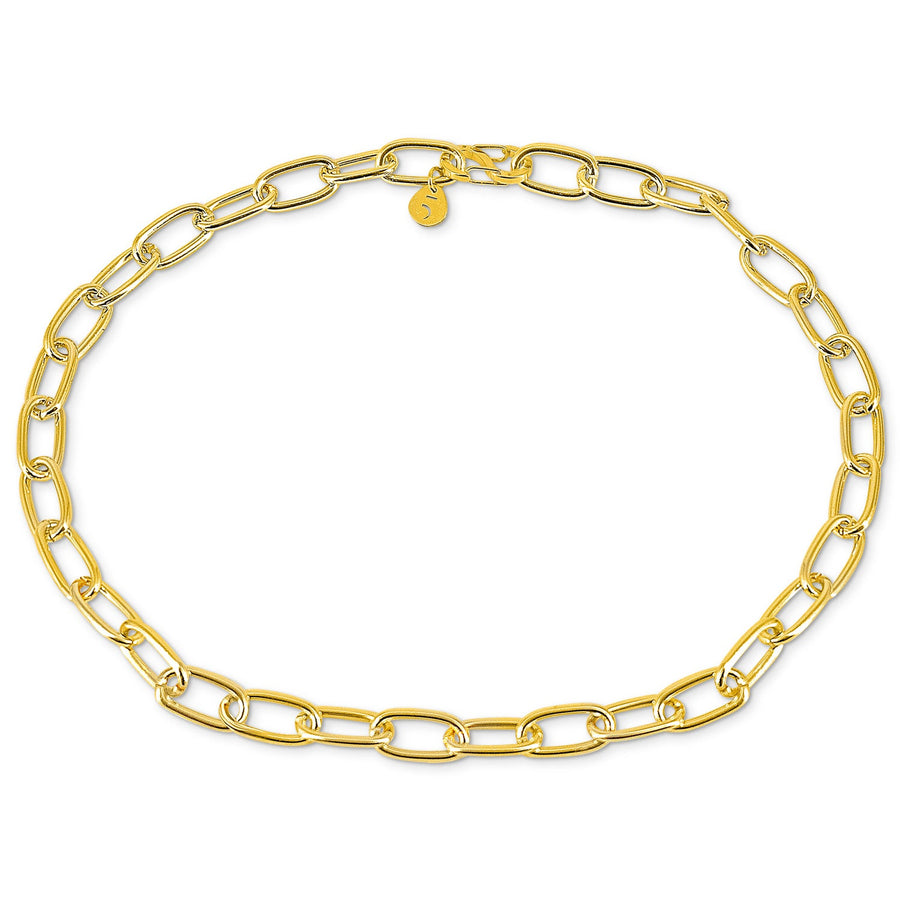The Eclectic Fashion Wave Medium Oblong Gold Plated Necklace