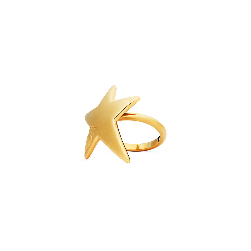 The Everlucky Lucky Stars Large Curved 18K Gold Plated Silver 925° Ring