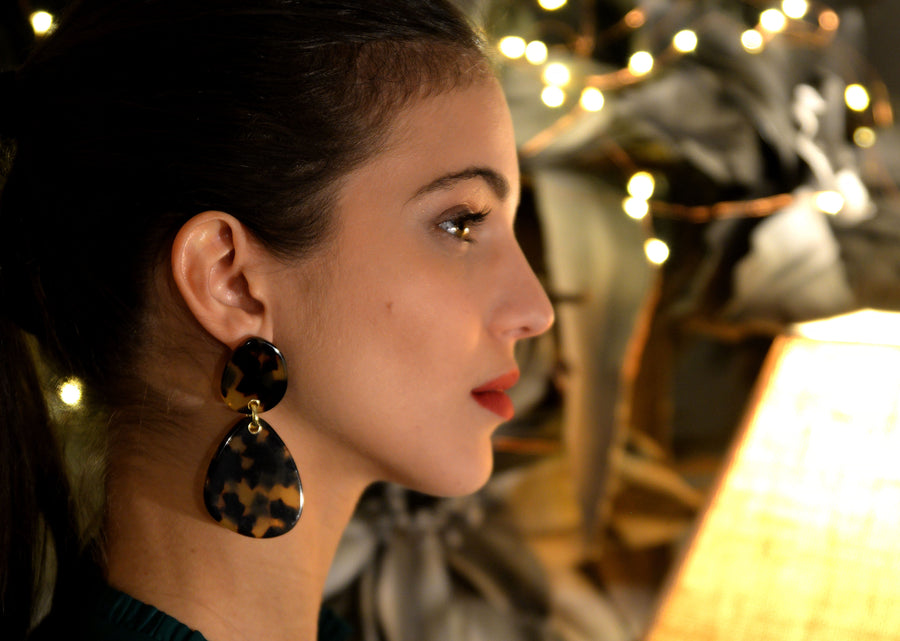 The Eclectic Irregular Double Tortoise Earrings