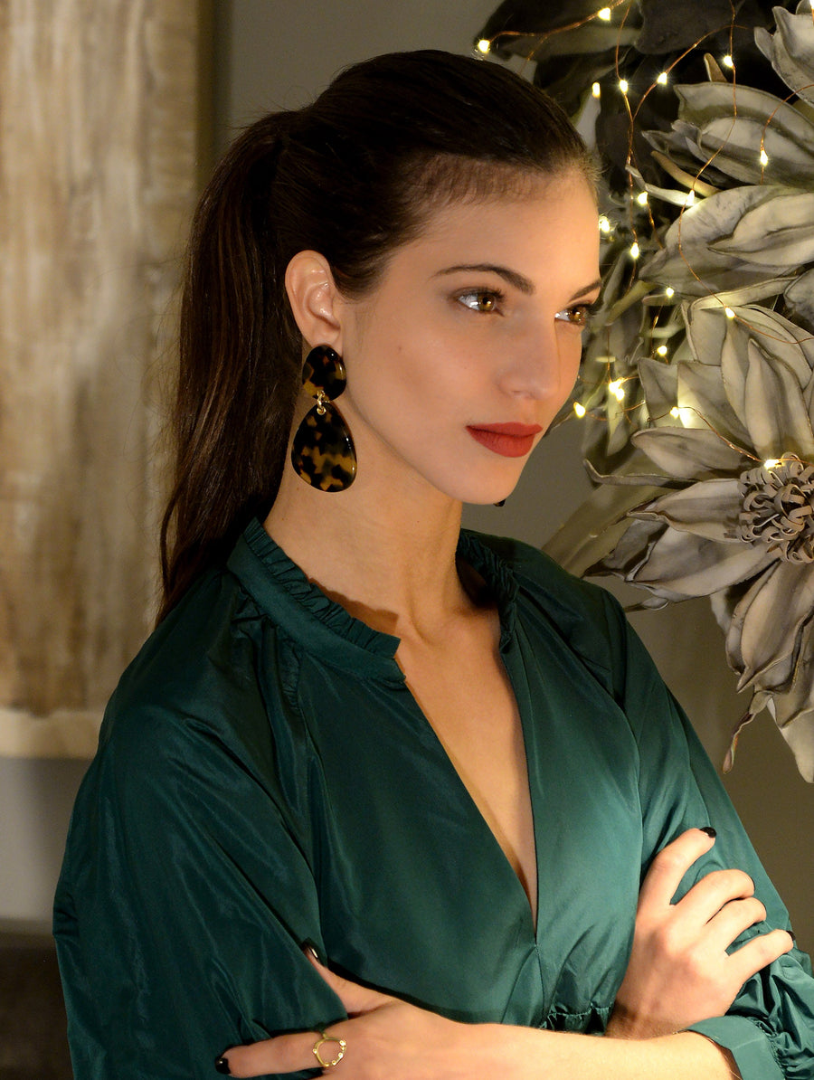 The Eclectic Irregular Double Tortoise Earrings