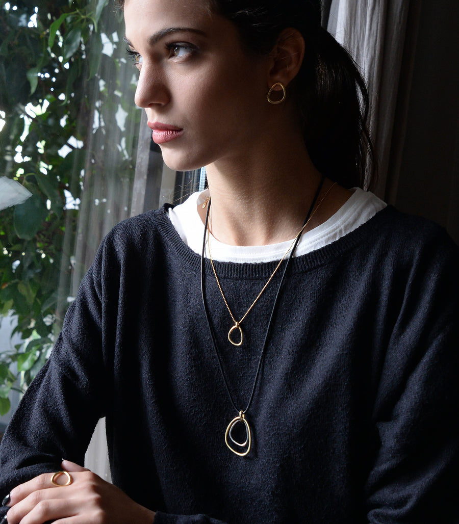 The Essential Triangle Double 18K Gold Plated Silver 925° & Silver 925° Necklace