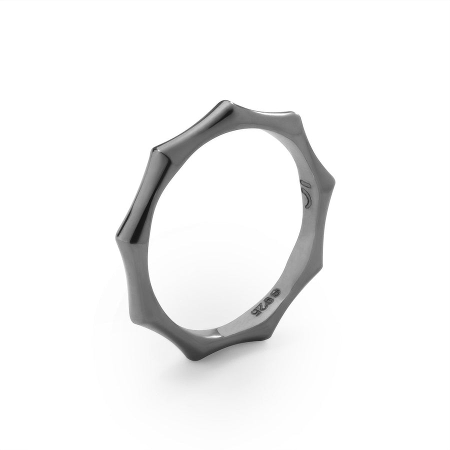 The Essential Bamboo Slim Black Rhodium Plated Silver 925° Ring