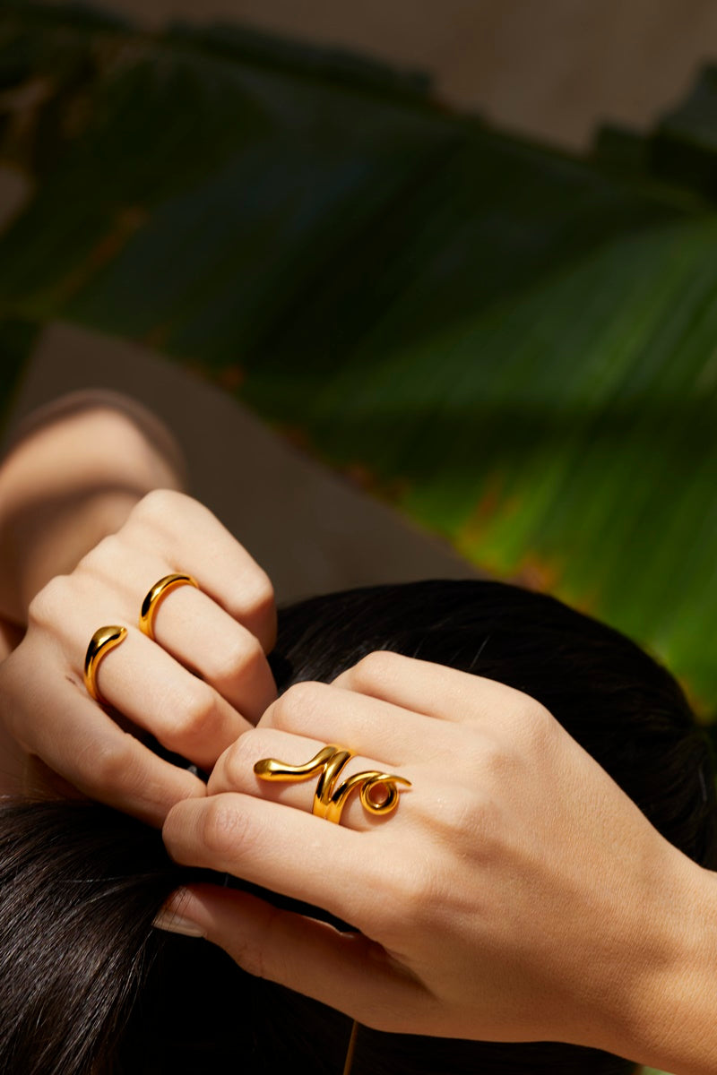 The Essential Snakes 2Fingers 18K Gold Plated Silver 925° Ring