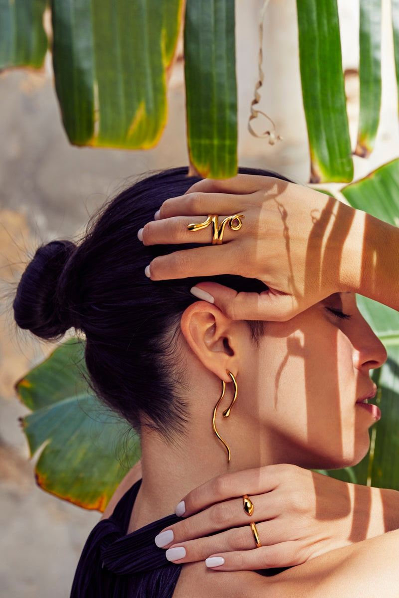 The Essential Snakes Double 18K Gold Plated  Silver  925° Earrings
