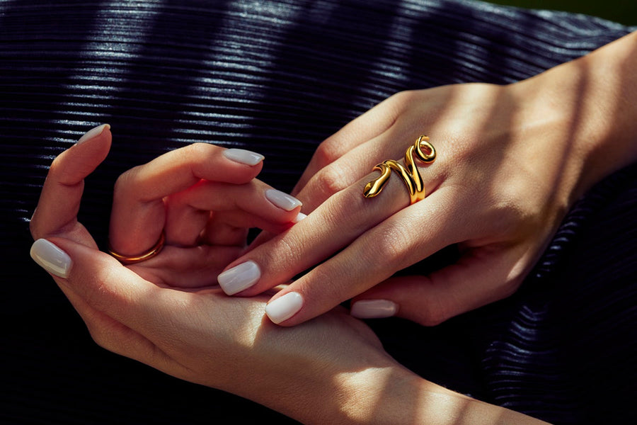 The Essential Snakes Statement 18K Gold Plated Silver 925° Ring