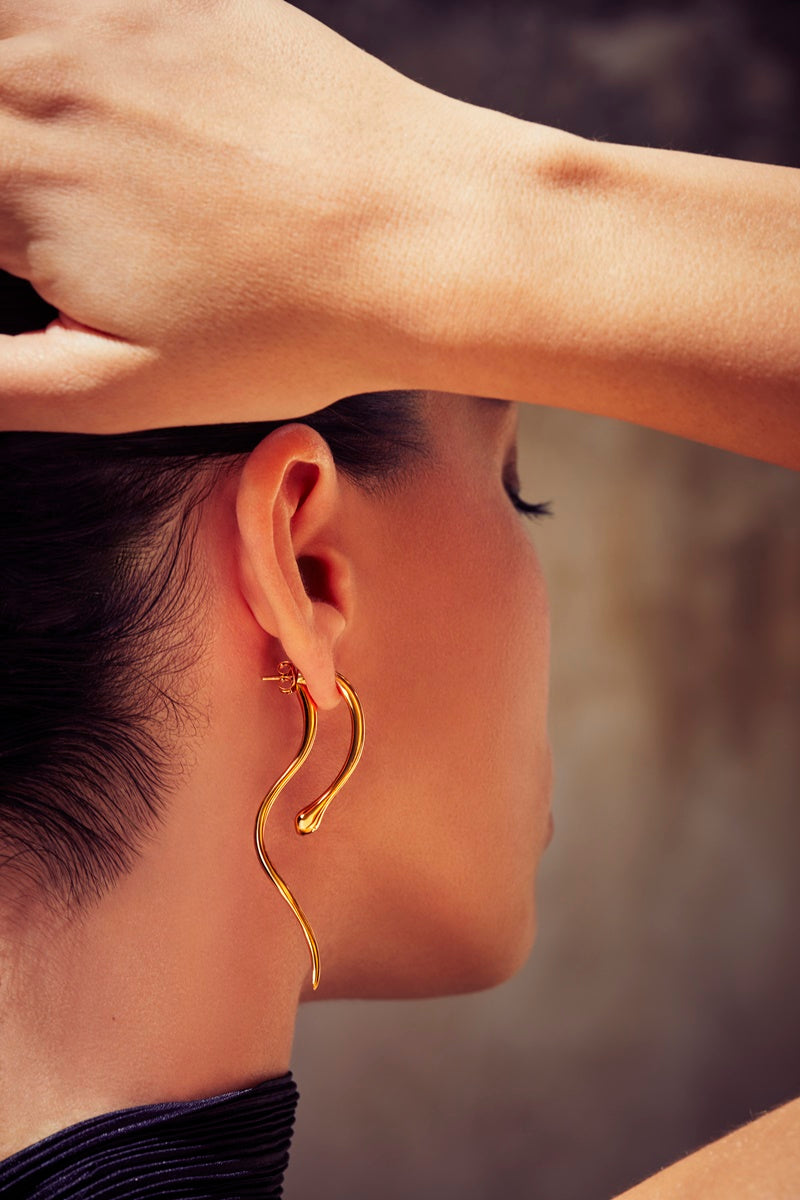 The Essential Snakes Double 18K Gold Plated  Silver  925° Earrings
