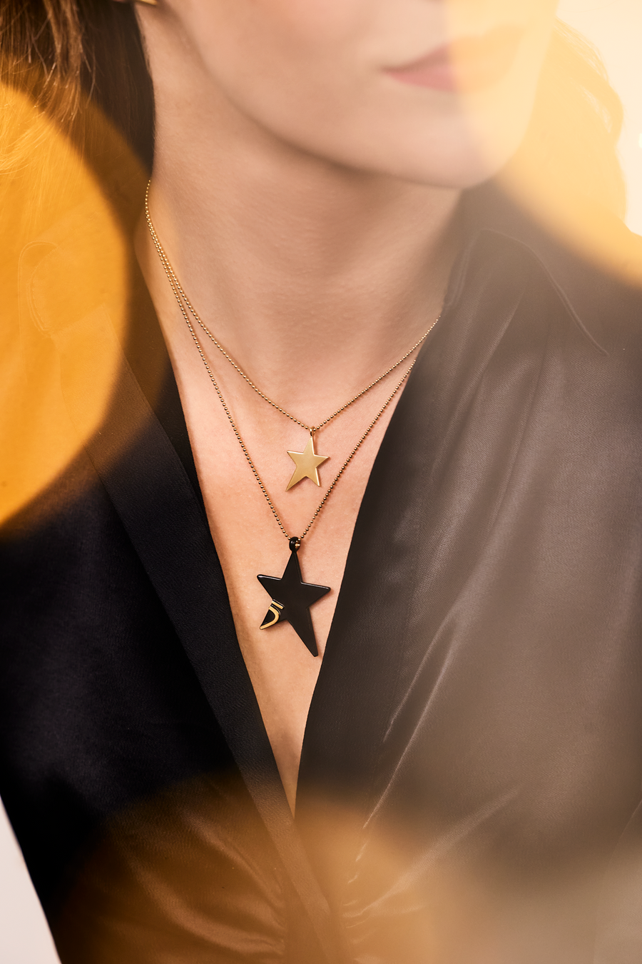 The Everlucky Lucky Stars Medium Black 18K Gold Plated Silver 925° Necklace