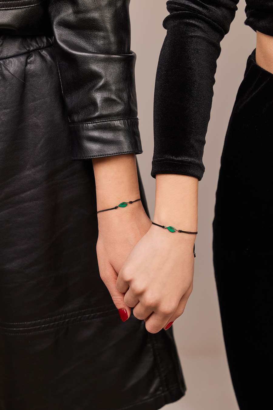 The Everlucky Green Leaf Silver 925° Cord Bracelet