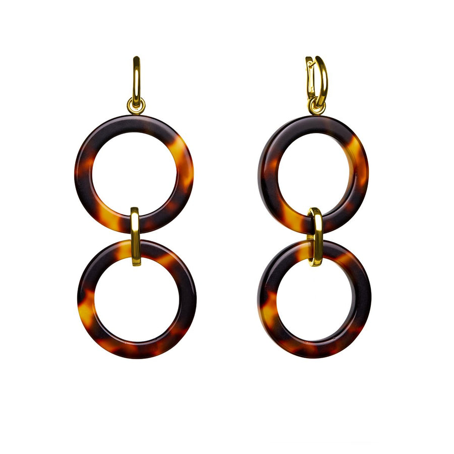 The Eclectic Double Circle Tortoise Earrings