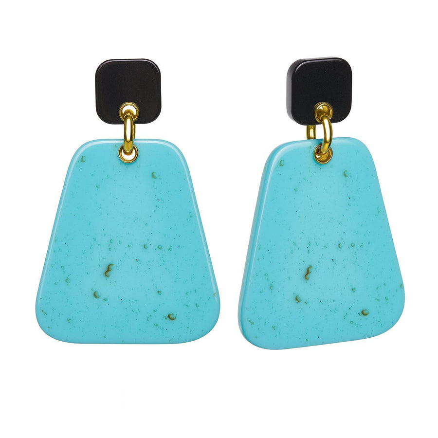 The Eclectic Trapezoid Filled Turquoise & Black Earrings