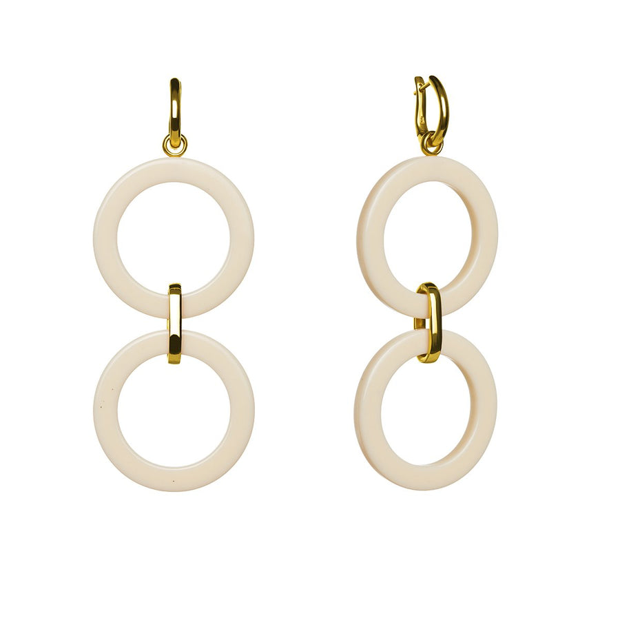 The Eclectic Double Circle Ivory Earrings