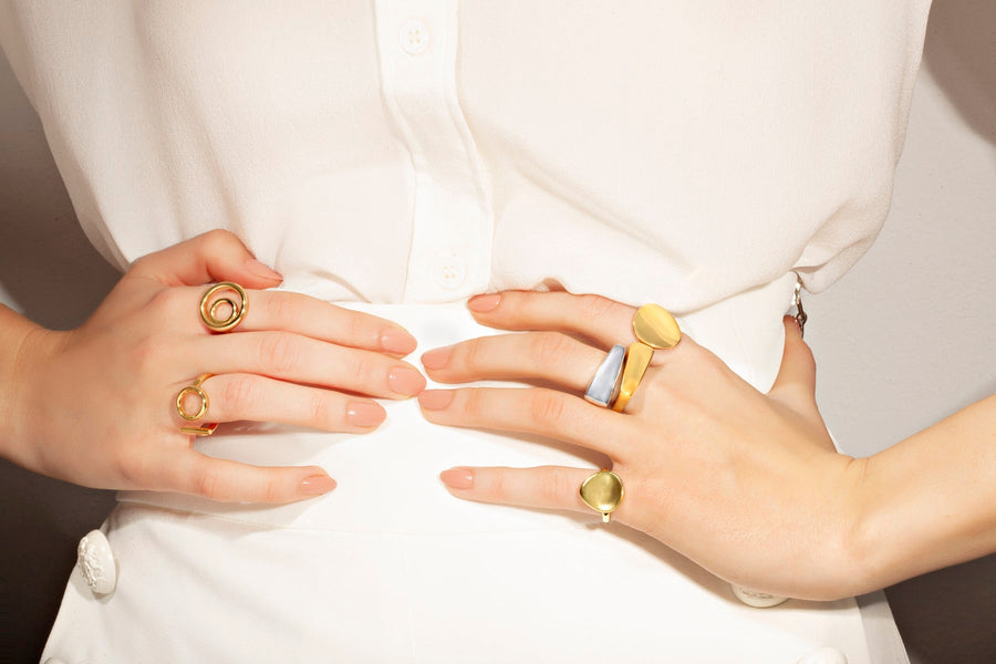The Essential Kyklos Double 18K Gold Plated Silver 925° Ring