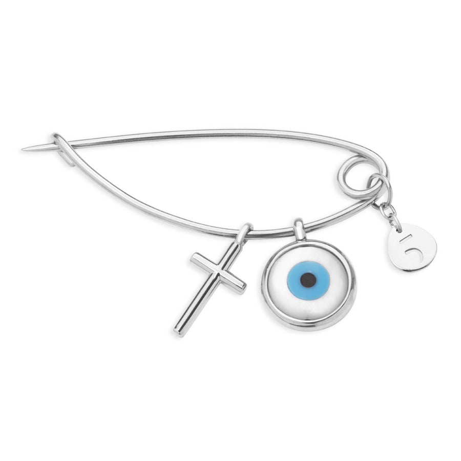The Newborn Evil Eye & Cross Silver 925° Pin