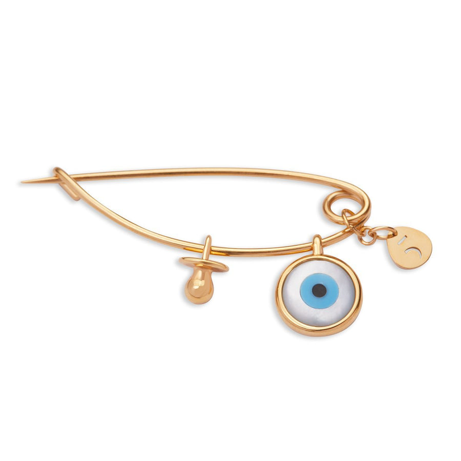 The Newborn Evil Eye & Pacifier 18K Gold Plated Silver 925° Pin