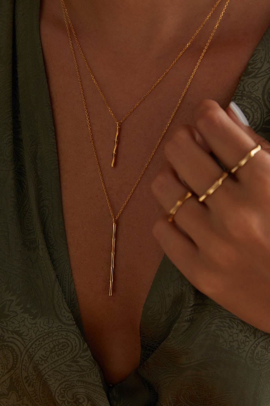 The Essential Bamboo Slim 18K Gold Plated Silver 925° Ring