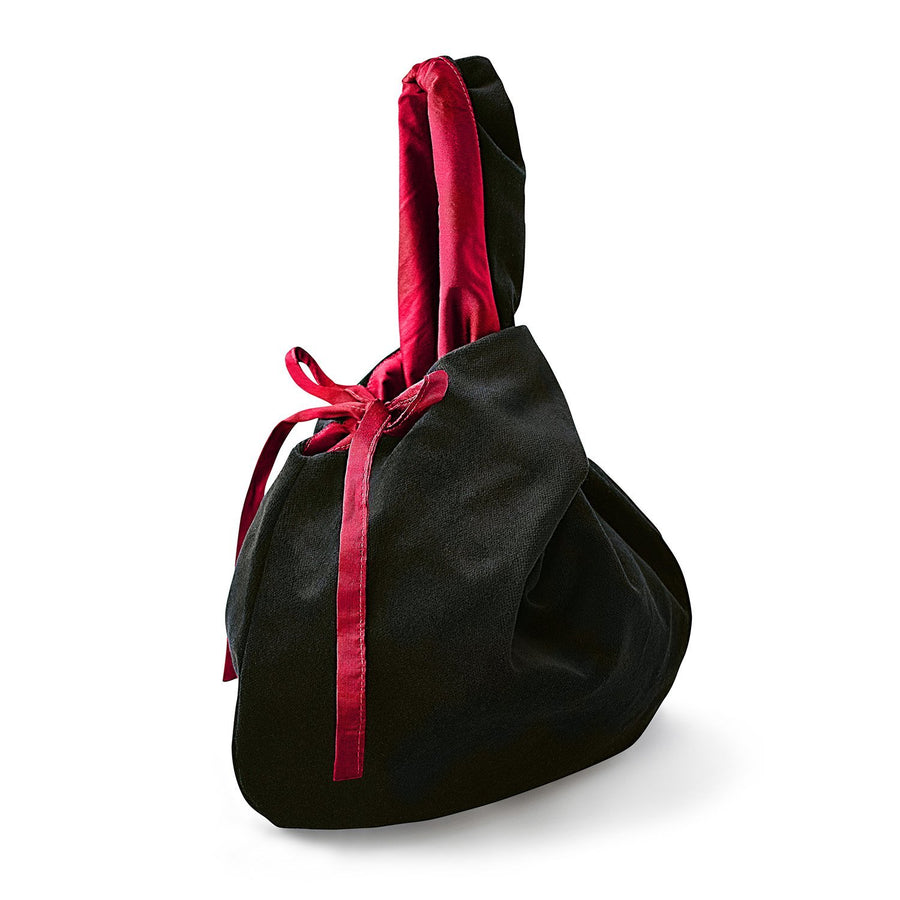 The Accessories Wristlet evening bag in black velvet & red silk