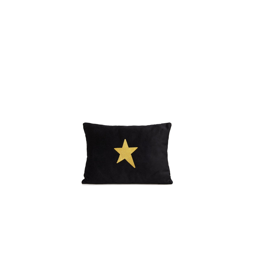 The Accessories Black Velvet pillow Small with Lucky Star embroidery