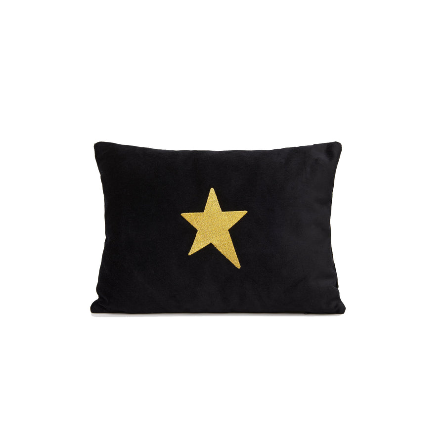 The Accessories Black Velvet pillow Medium with Lucky Star embroidery