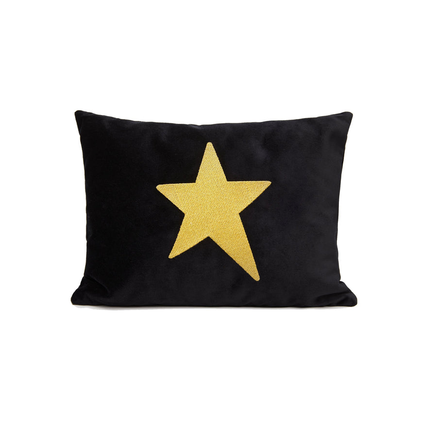 The Accessories Black Velvet pillow Big with Lucky Star embroidery