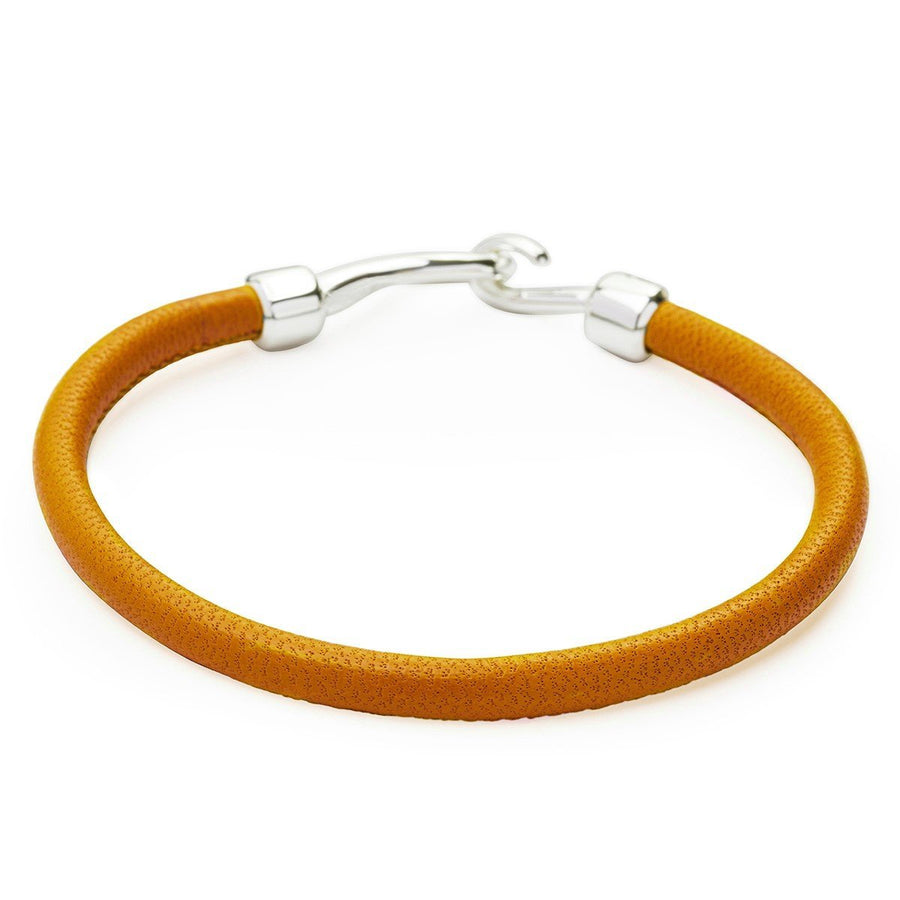 The Essential Rock Clean Cut Yellow Leather Silver 925° Bracelet