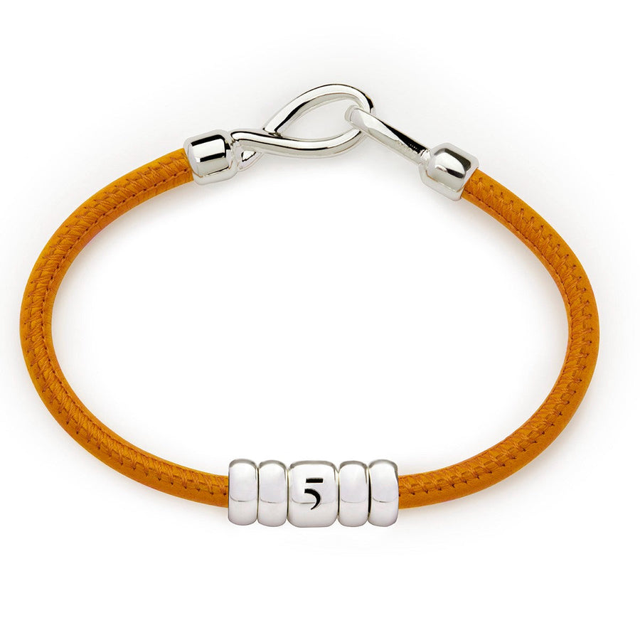 The Essential Rock Small Barrel Silver 925° Yellow Leather Bracelet