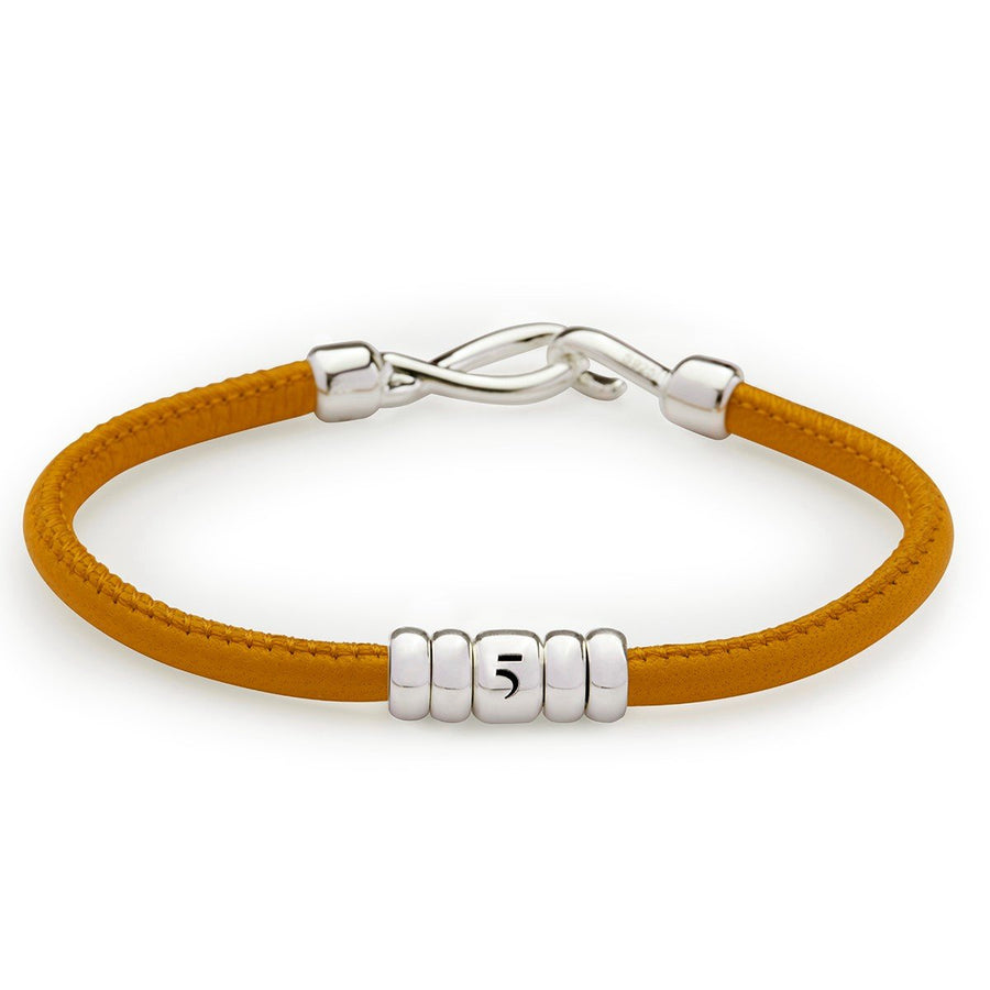The Essential Rock Small Barrel Silver 925° Yellow Leather Bracelet