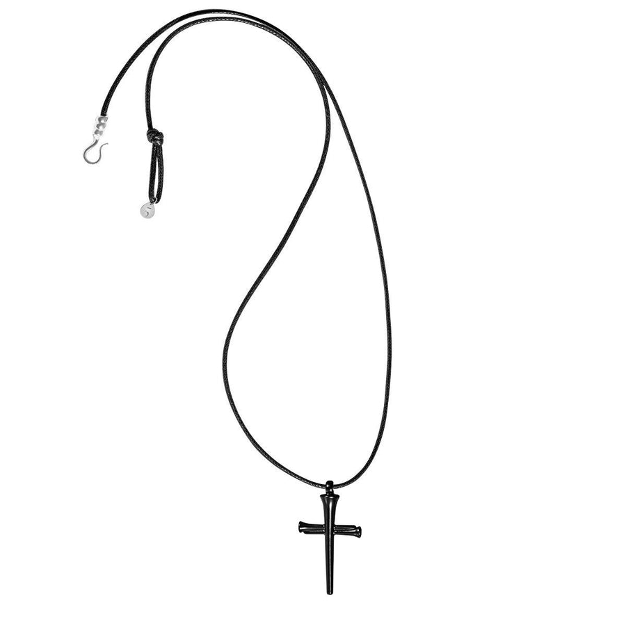 The Everlucky Cross Nailed Black Coated Silver 925° Necklace