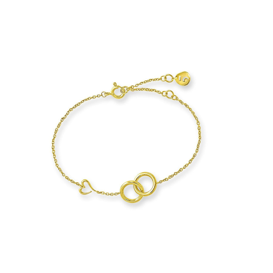The Essential Love's A-Round Bond Circles with Heart 18K Gold Plated Silver 925° Bracelet