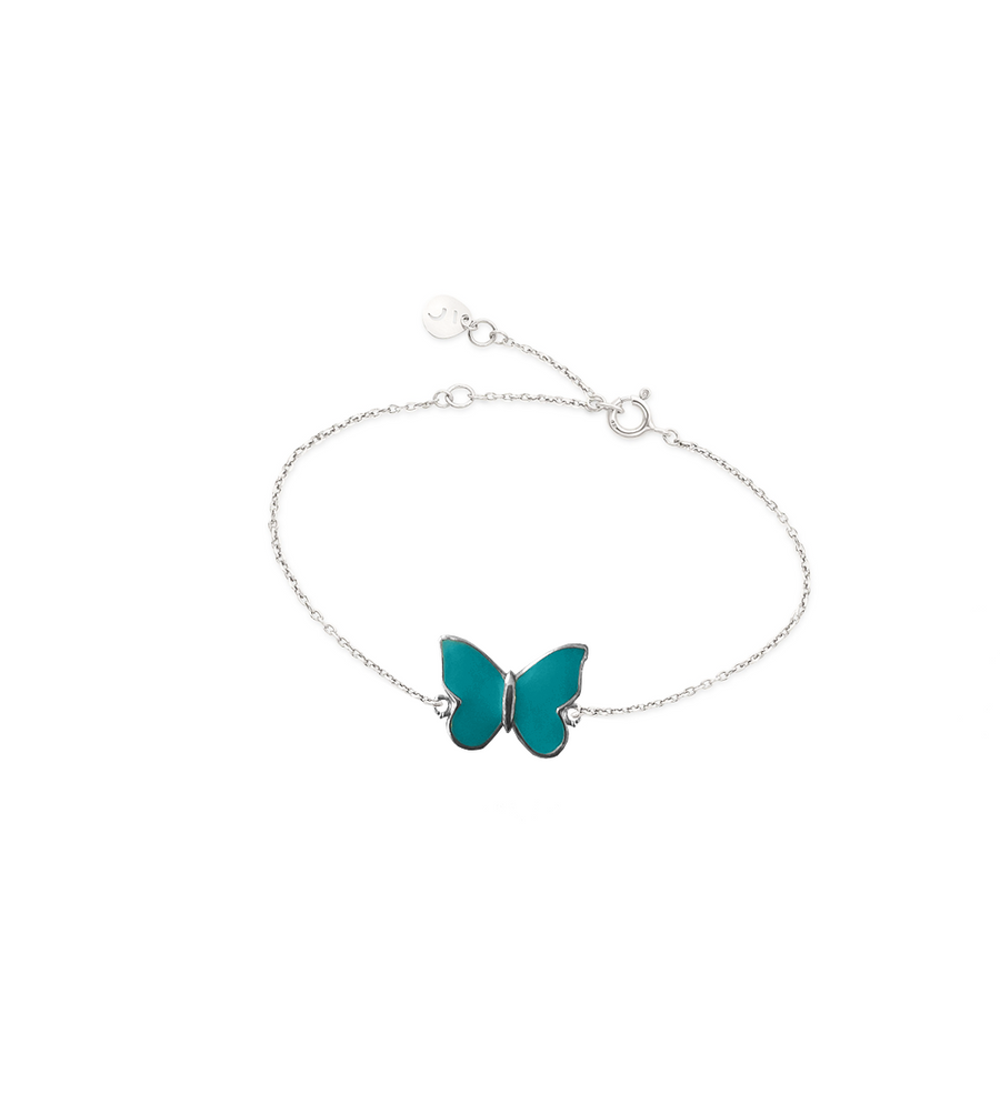 The Enriched Butterfly Small with Turquoise Enamel Silver 925° Bracelet