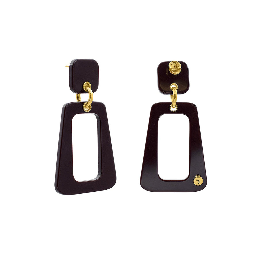 The Eclectic Trapezoid Outline Black Earrings