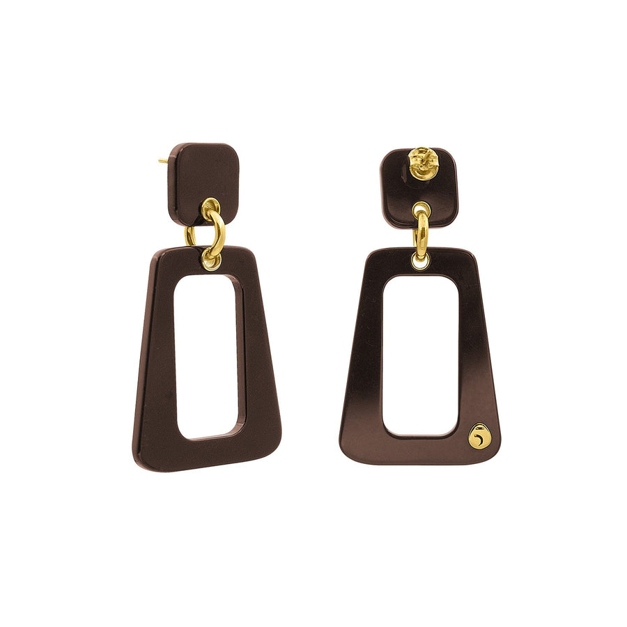 The Eclectic Trapezoid Outline  Brown Earrings