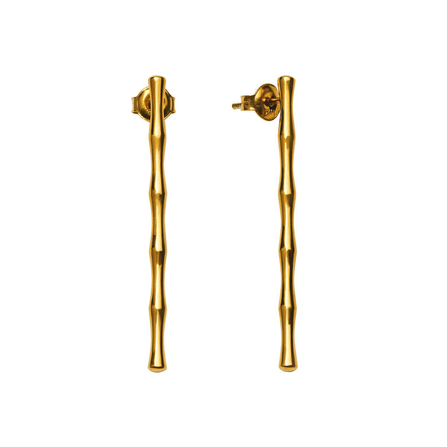 The Essential Bamboo Bar Long 18K Gold Plated Silver 925° Earrings