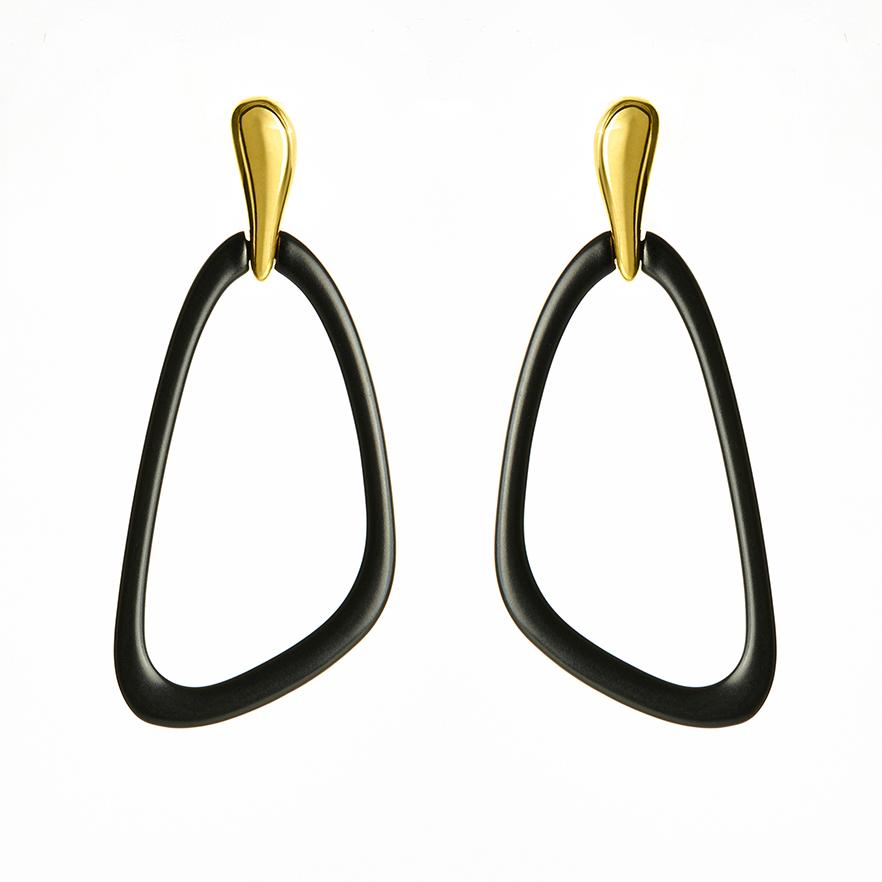 The Essential Triangle Black & 18K Gold Plated Silver 925° Earrings