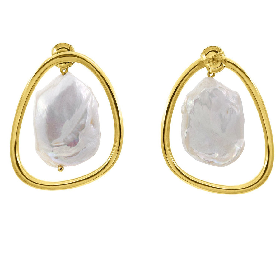 The Enriched Pearl Outline Big 18K Gold Plated Silver 925° Earrings