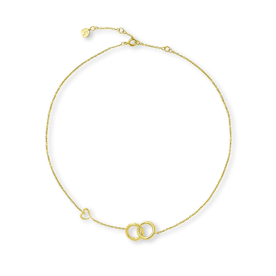 The Essential Love's A-Round Bond Circles with Heart 18K Gold Plated Silver 925° Necklace