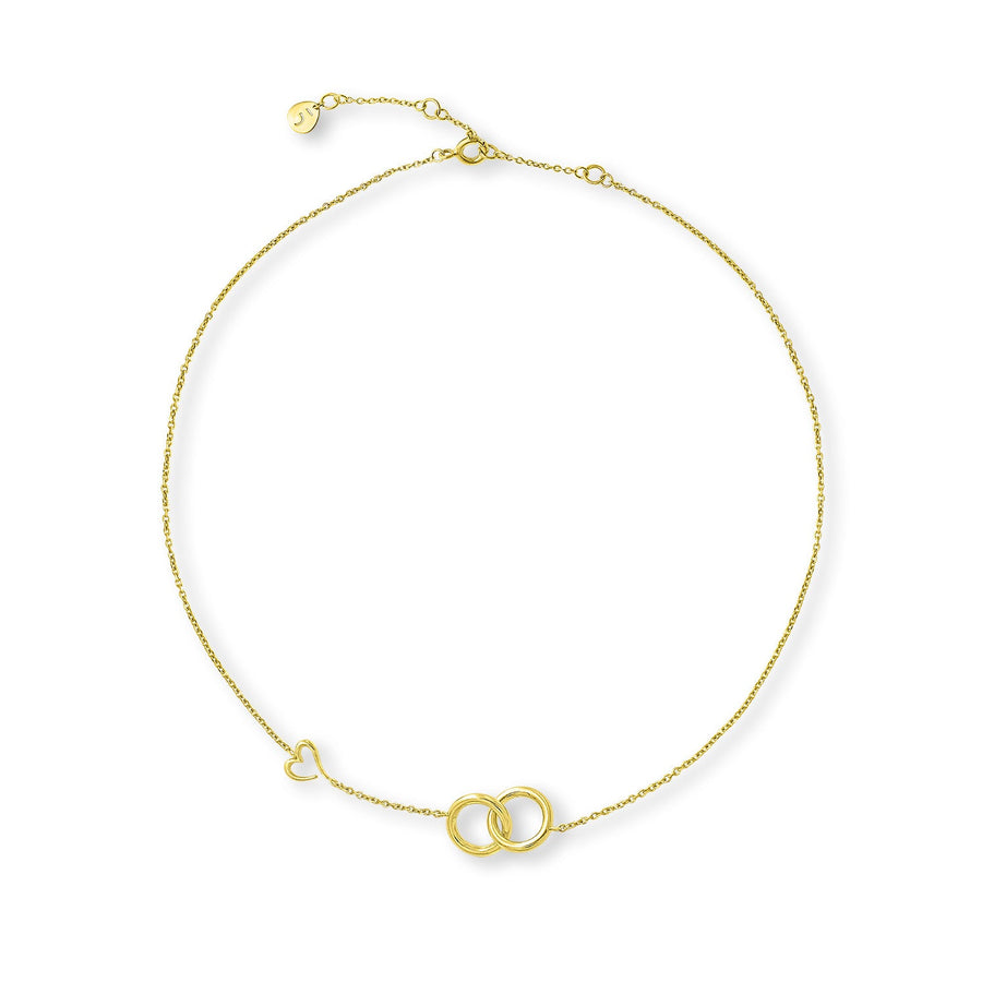 The Essential Love's A-Round Bond Circles with Heart 18K Gold Plated Silver 925° Necklace