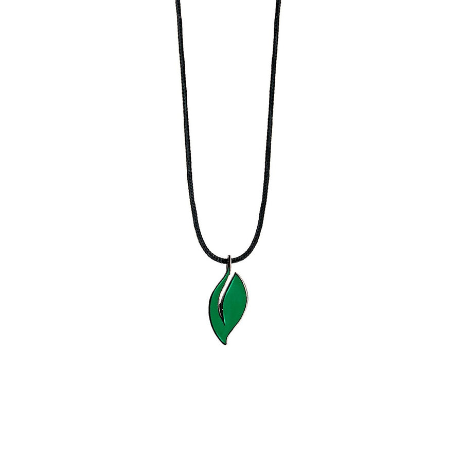 The Everlucky Green Leaf Silver 925° Cord Necklace