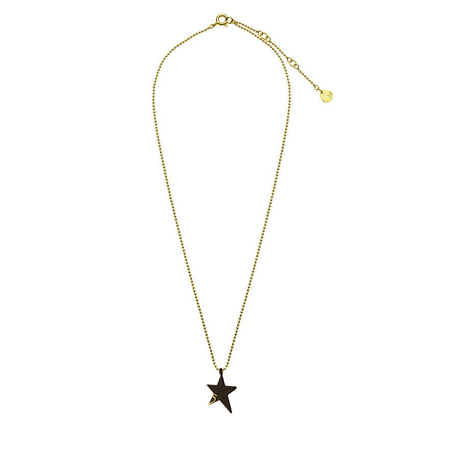 The Everlucky Lucky Stars Small Black & 18K Gold Plated Silver 925° Necklace