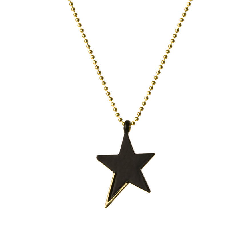 The Everlucky Lucky Stars Small Black & 18K Gold Plated Silver 925° Necklace
