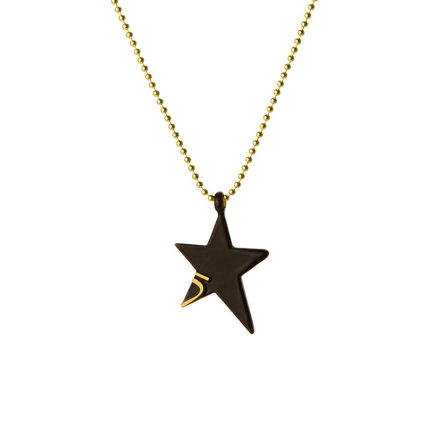 The Everlucky Lucky Stars Small Black & 18K Gold Plated Silver 925° Necklace
