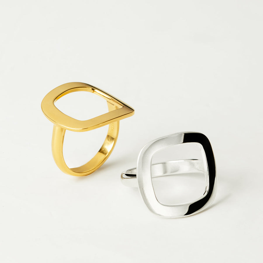 The Essential Forms Square 18K Gold Plated Silver 925° Ring