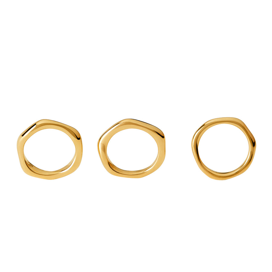 The Essential Forms Irregular Triplet A 18K Gold Plated Silver 925° Ring