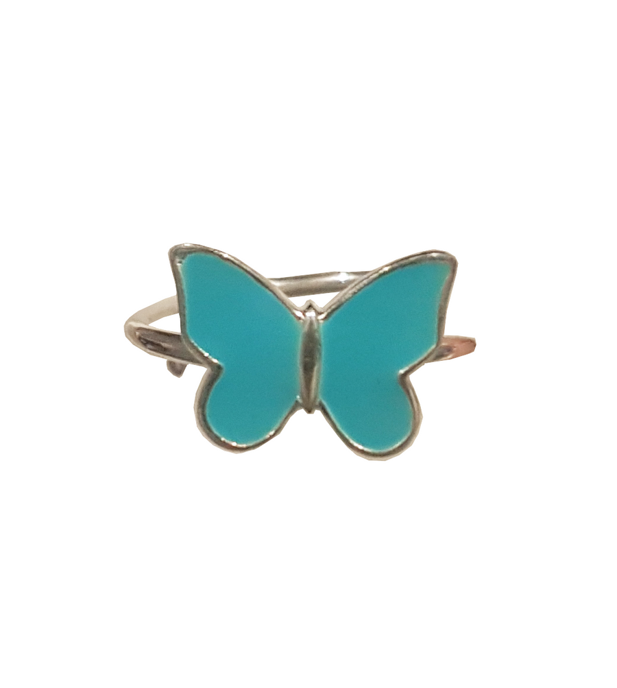 The Enriched Butterfly Small with Turquoise Enamel Silver 925° Ring