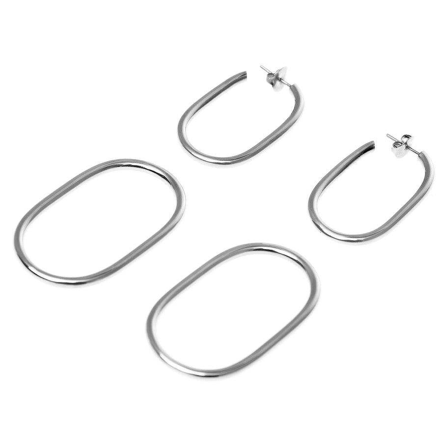 The Essential Forms Large Oval Silver 925° Earrings